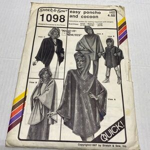 * Women's Easy Poncho and Cocoon sewing pattern cut vintage 1987 small - large